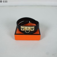 Hermes Black Rivale Double Wrap Bracelet In Gold